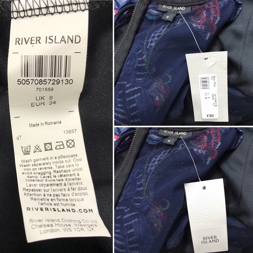 NWT River Island Blue Floral Dress Christmas S - Picture 6 of 7